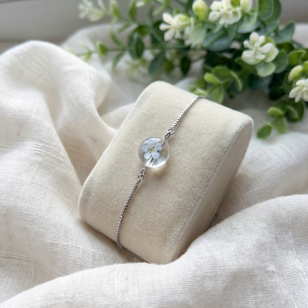 Light Forget Me Not Platinum Plated Adjustable Bracelet | Love & Faith