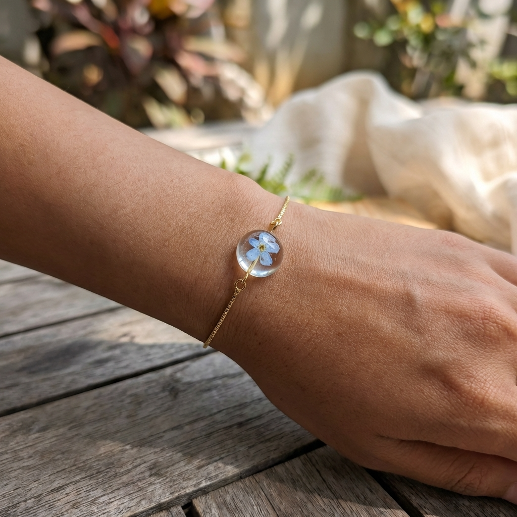 Light Forget Me Not Platinum Plated Adjustable Bracelet | Love & Faith