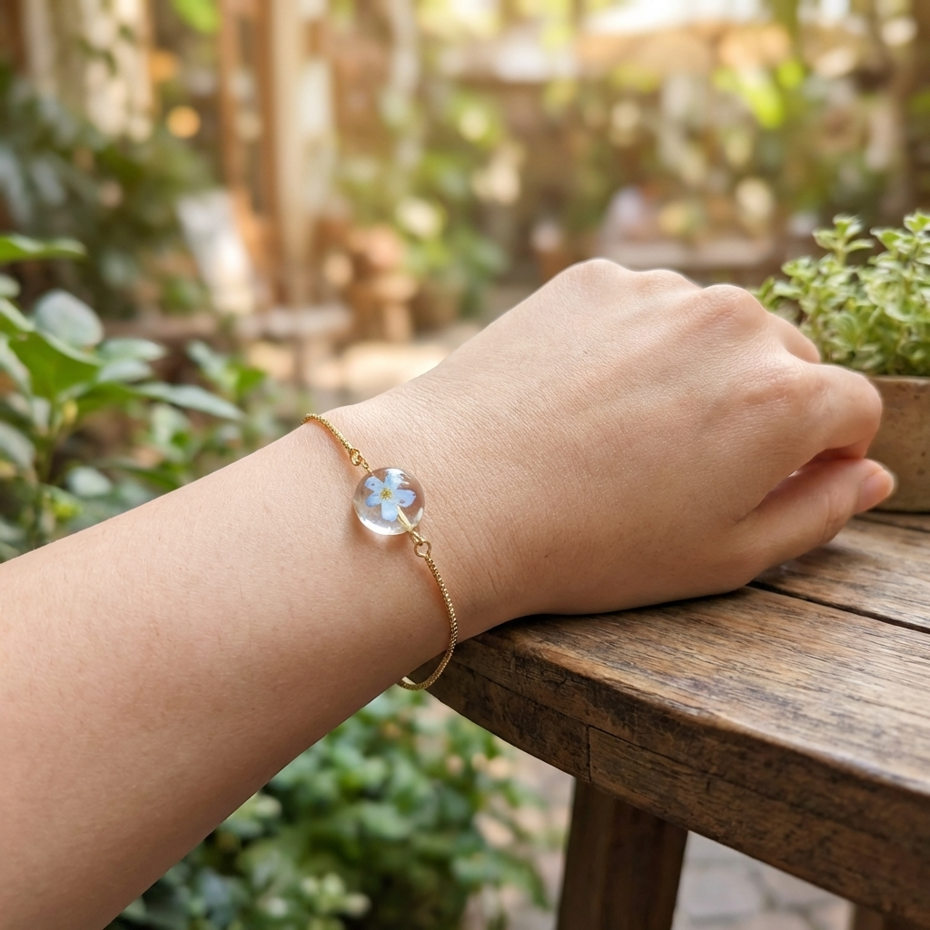 Light Forget Me Not Platinum Plated Adjustable Bracelet | Love & Faith