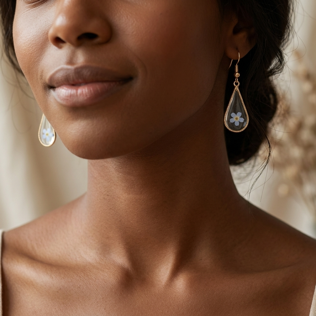 Light Forget Me Not Waterdrop Gold Plated Silver Earrings | Love & Faith