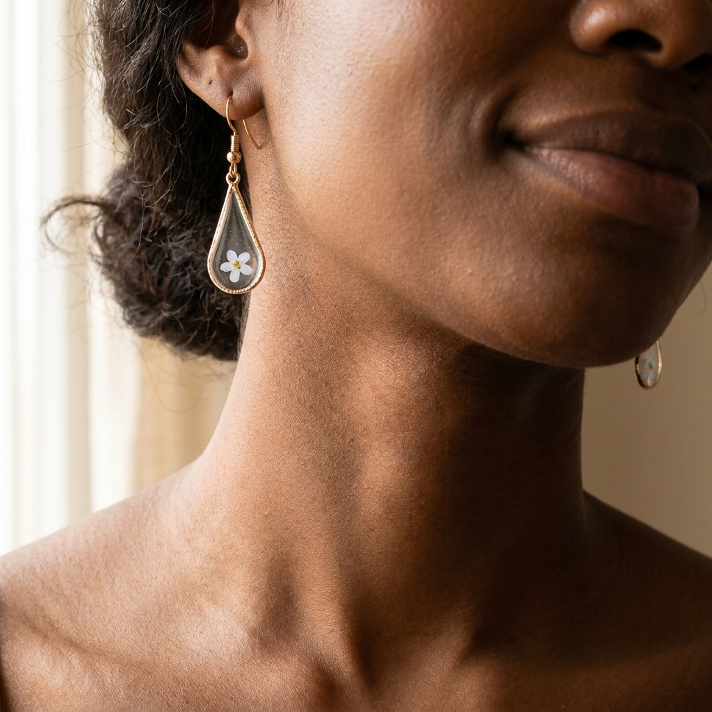 Light Forget Me Not Waterdrop Gold Plated Silver Earrings | Love & Faith