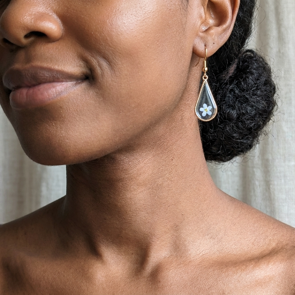 Light Forget Me Not Waterdrop Gold Plated Silver Earrings | Love & Faith