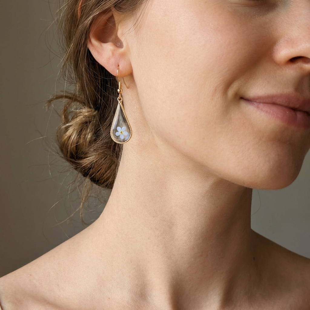 Light Forget Me Not Waterdrop Gold Plated Silver Earrings | Love & Faith