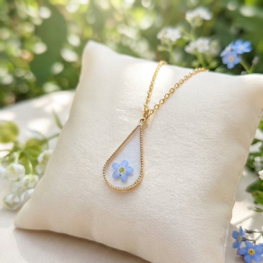 Light Forget Me Not Waterdrop Gold Plated Stainless Steel Necklace | Love & Faith