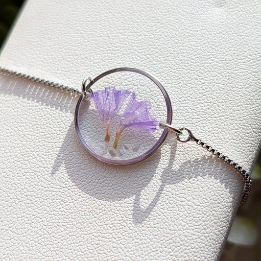 Sea Lavender Framed Platinum Plated Bracelet with Mother of Pearl | Tranquility