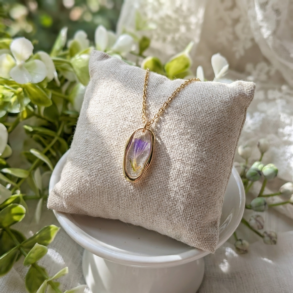 Sea Lavender Irregular Gold Plated Stainless Steel Necklace | Resilience