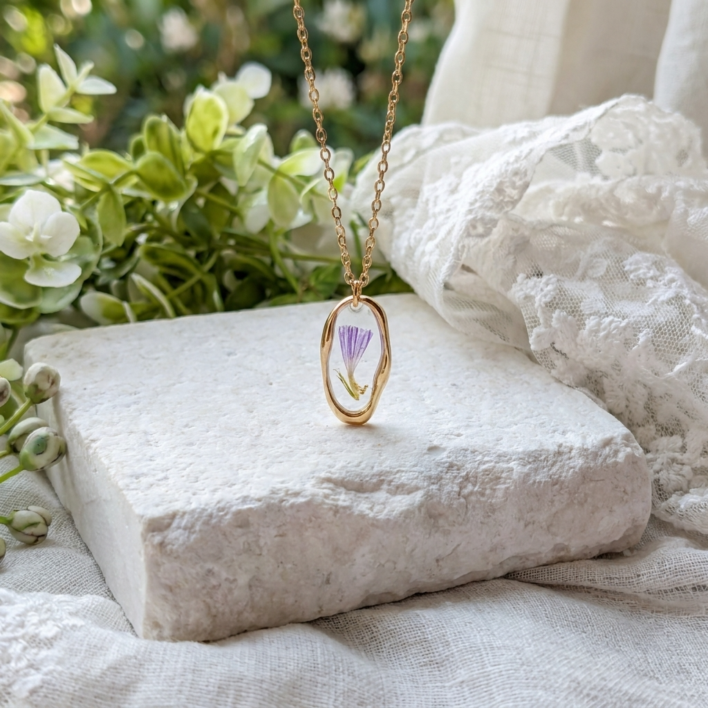 Sea Lavender Irregular Gold Plated Stainless Steel Necklace | Resilience