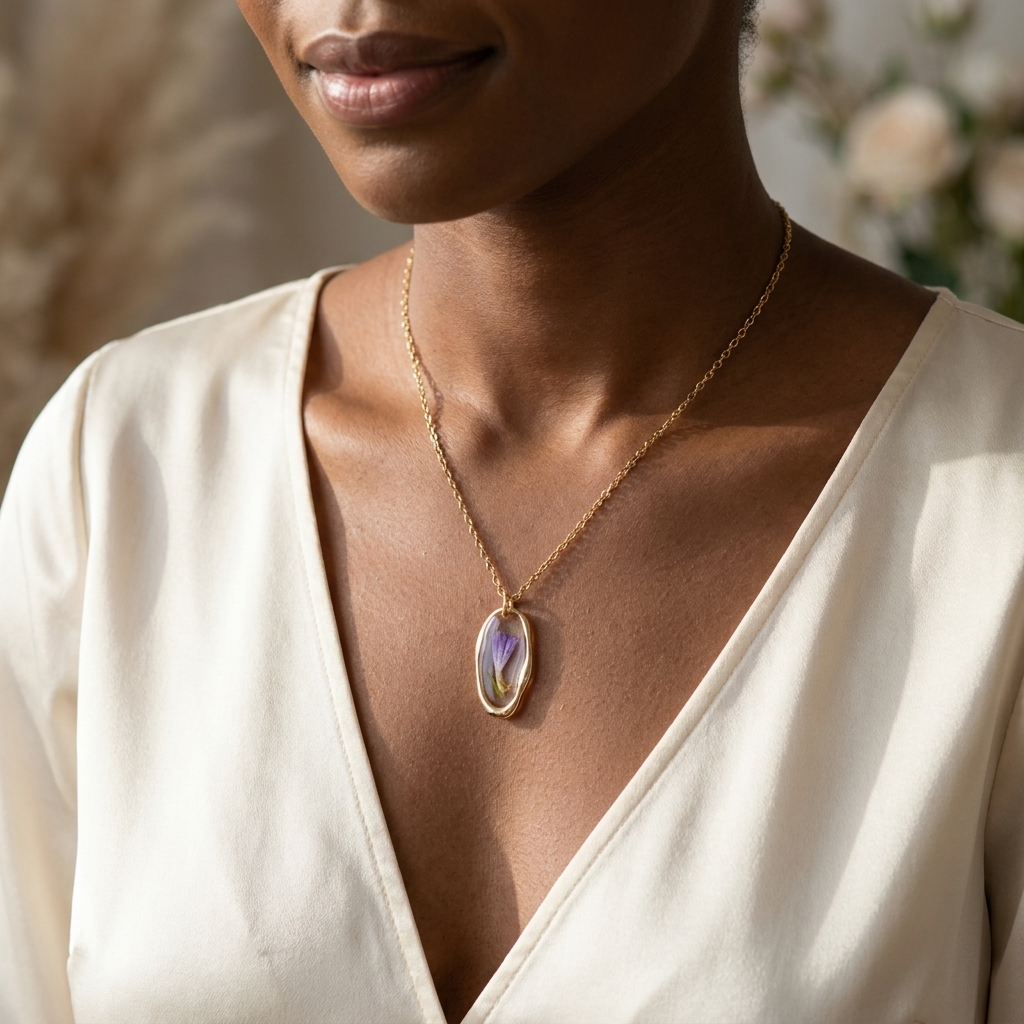 Sea Lavender Irregular Gold Plated Stainless Steel Necklace | Resilience