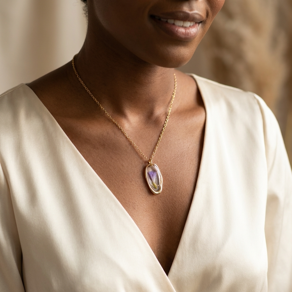 Sea Lavender Irregular Gold Plated Stainless Steel Necklace | Resilience