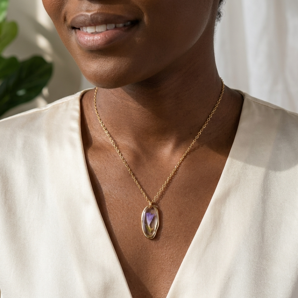 Sea Lavender Irregular Gold Plated Stainless Steel Necklace | Resilience