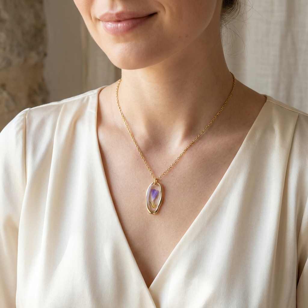 Sea Lavender Irregular Gold Plated Stainless Steel Necklace | Resilience