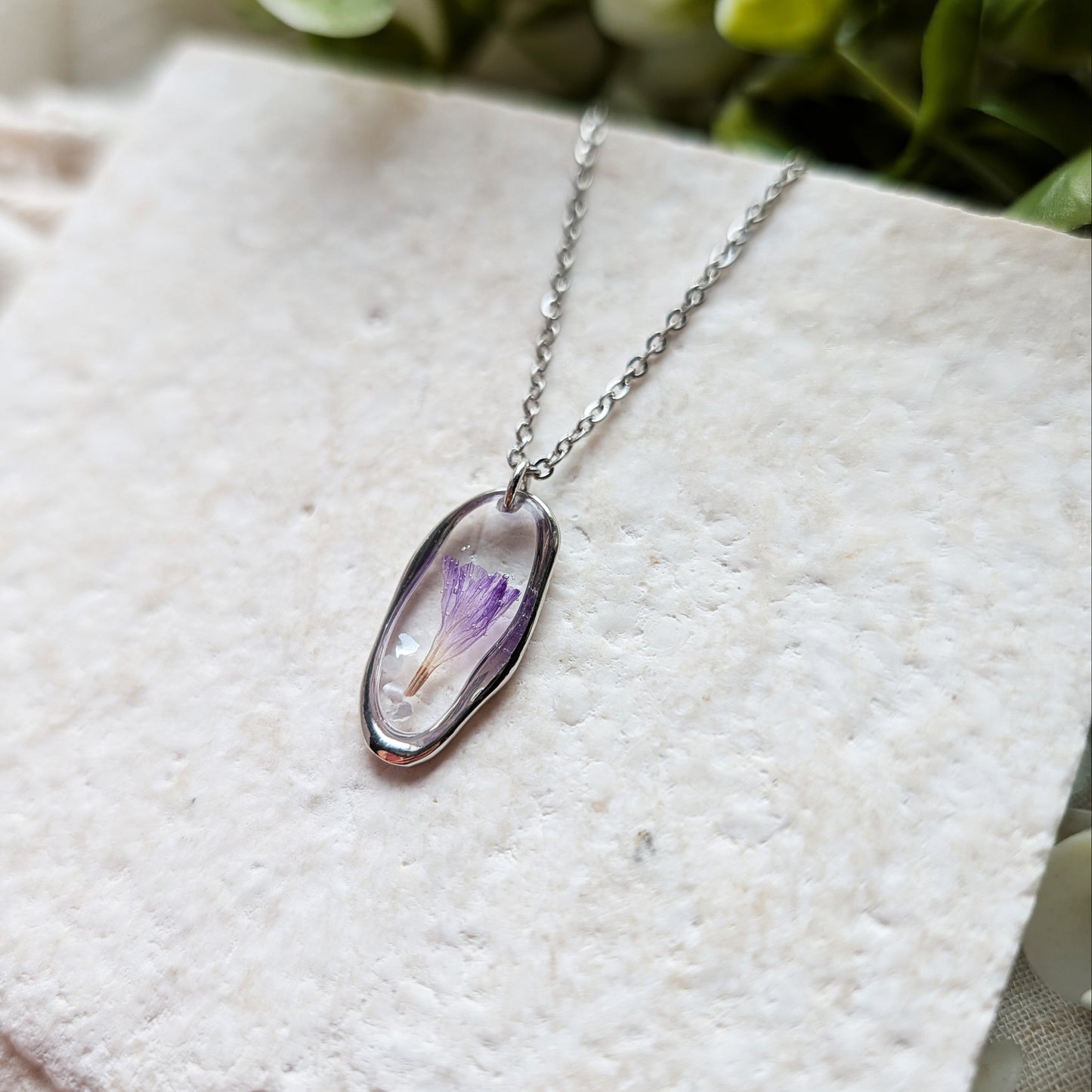 Sea Lavender Irregular Stainless Steel Necklace | Tranquility