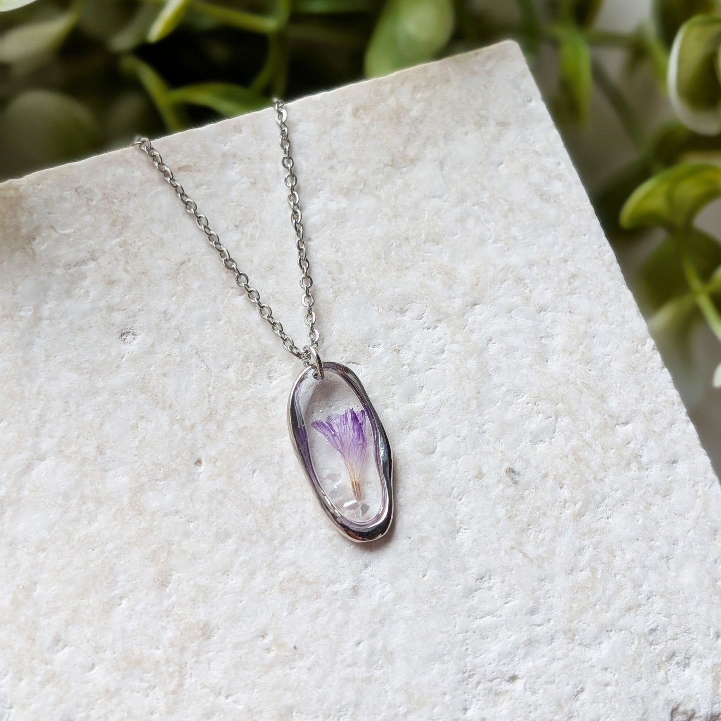 Sea Lavender Irregular Stainless Steel Necklace | Tranquility