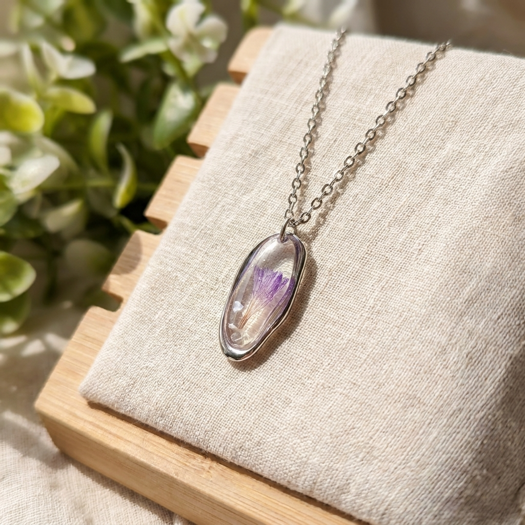 Sea Lavender Irregular Stainless Steel Necklace | Tranquility