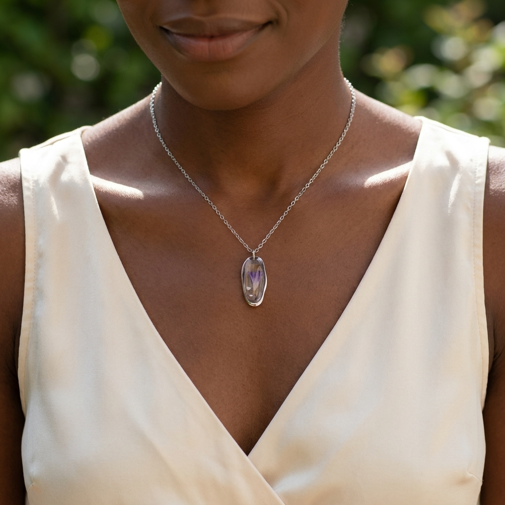 Sea Lavender Irregular Stainless Steel Necklace | Tranquility