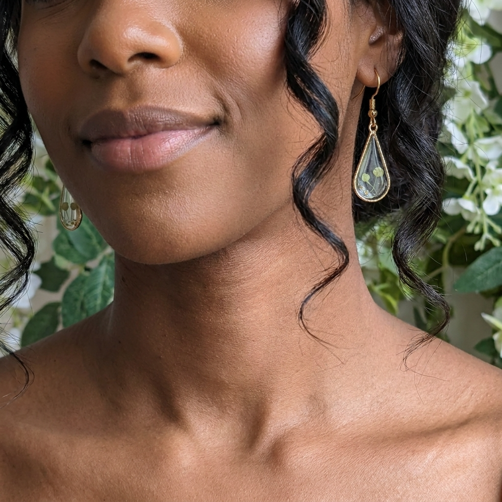 Pepperweed Waterdrop Gold Plated Earrings | Resilience