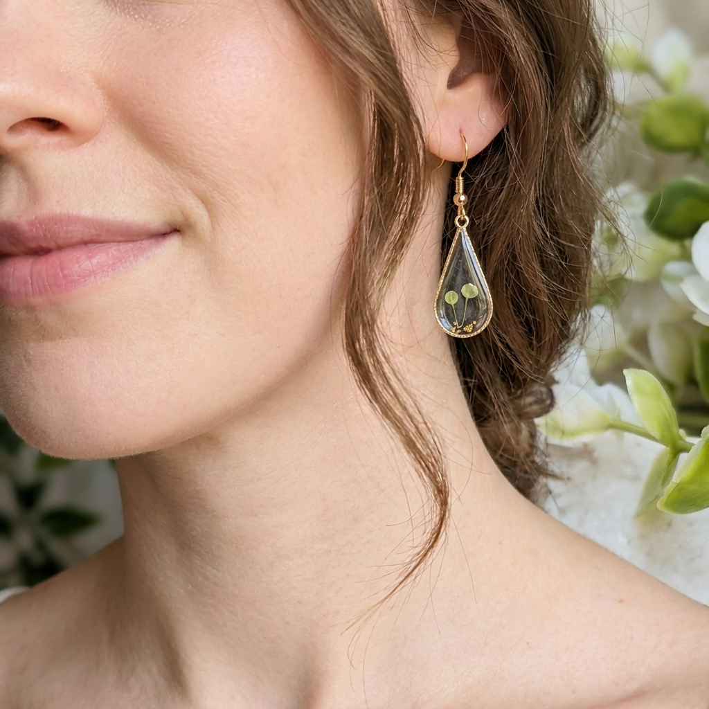 Pepperweed Waterdrop Gold Plated Earrings | Resilience