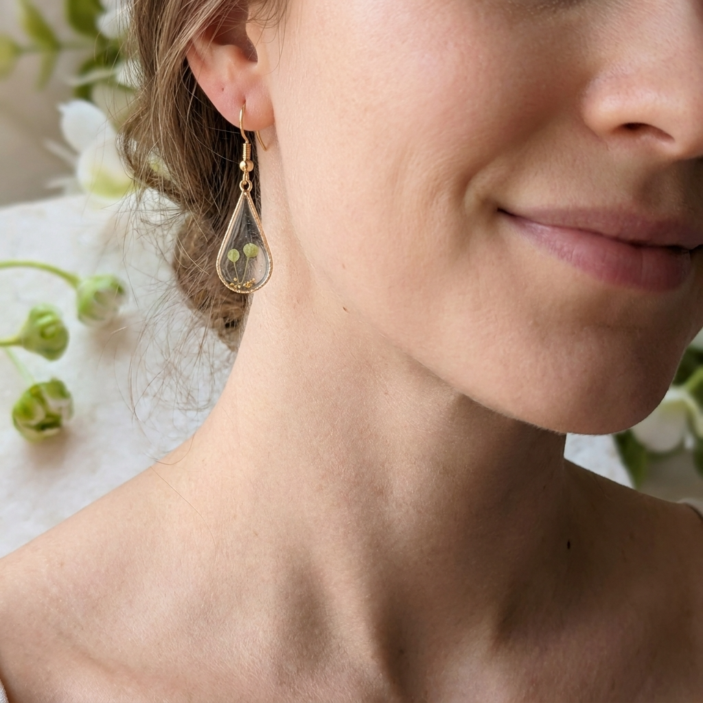 Pepperweed Waterdrop Gold Plated Earrings | Resilience