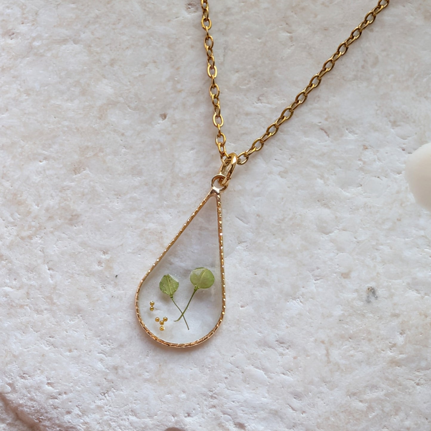Pepperweed Teardrop Gold Plated Necklace | Resilience