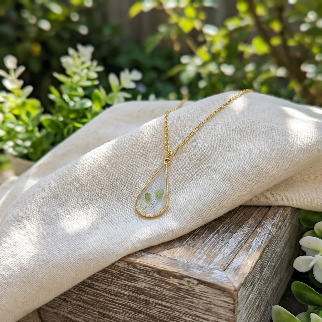 Pepperweed Teardrop Gold Plated Necklace | Resilience