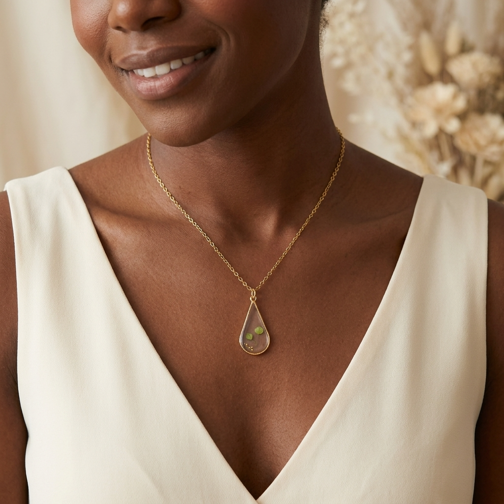 Pepperweed Teardrop Gold Plated Necklace | Resilience