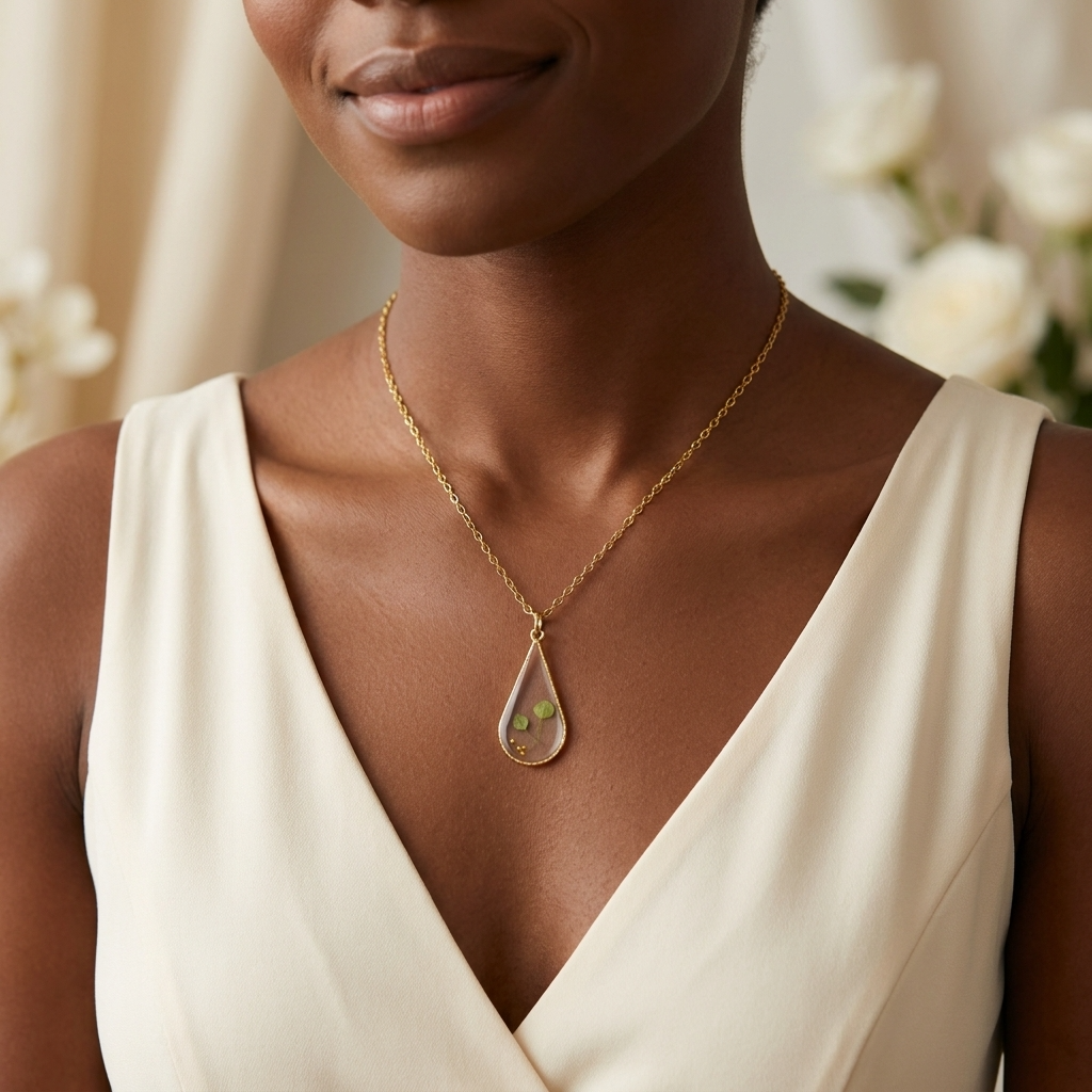 Pepperweed Teardrop Gold Plated Necklace | Resilience