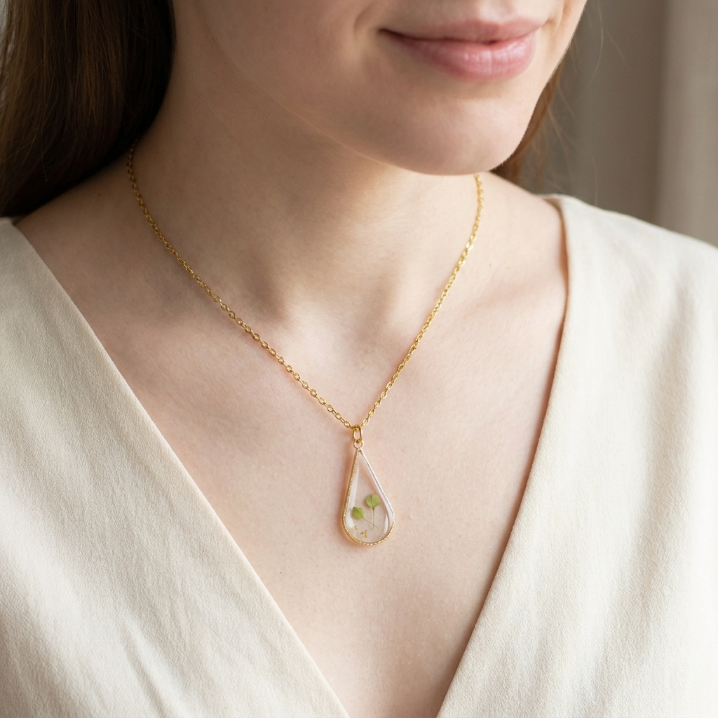 Pepperweed Teardrop Gold Plated Necklace | Resilience
