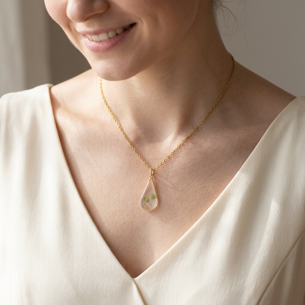 Pepperweed Teardrop Gold Plated Necklace | Resilience
