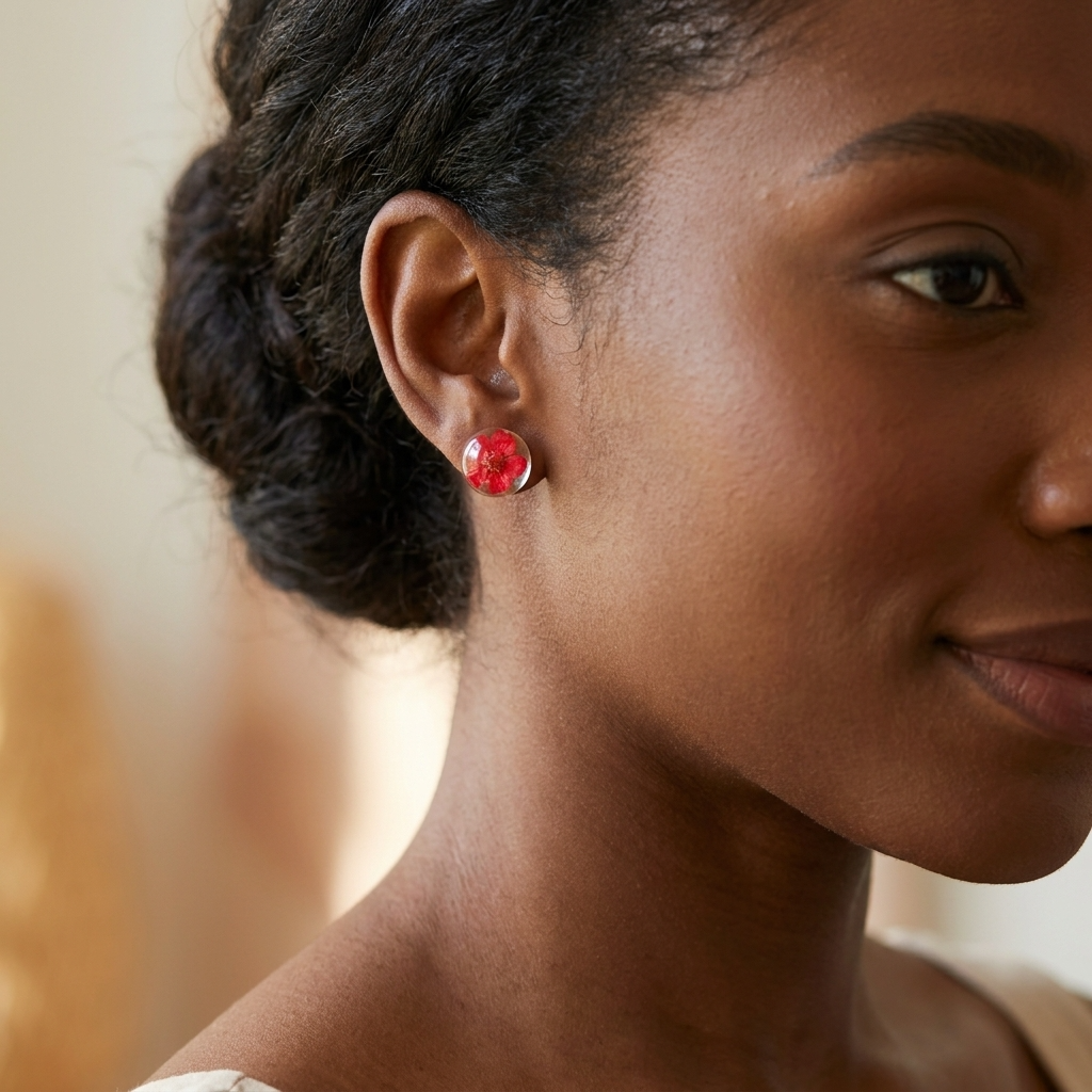 Red SpiraeaGold Plated Sterling Silver Stud Earrings | Love