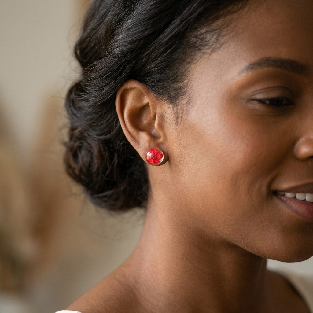 Red SpiraeaGold Plated Sterling Silver Stud Earrings | Love