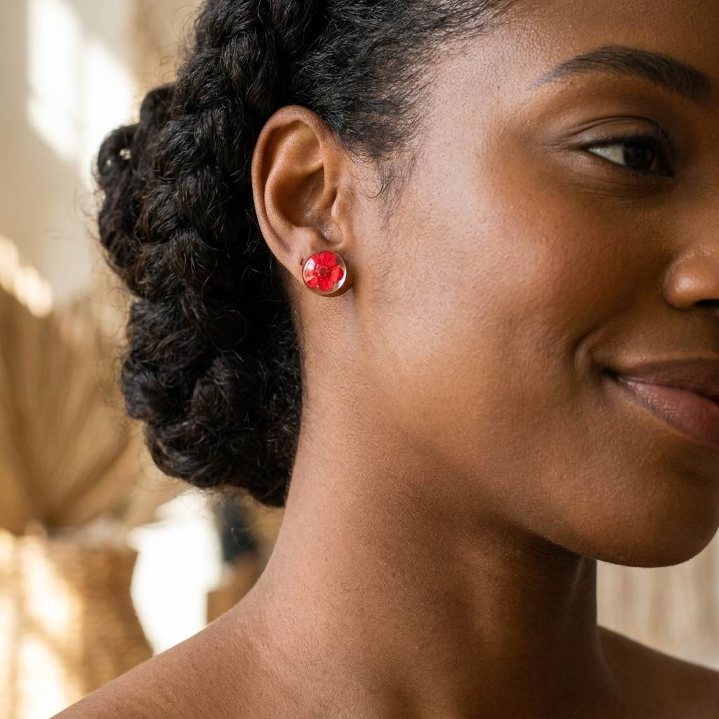 Red SpiraeaGold Plated Sterling Silver Stud Earrings | Love