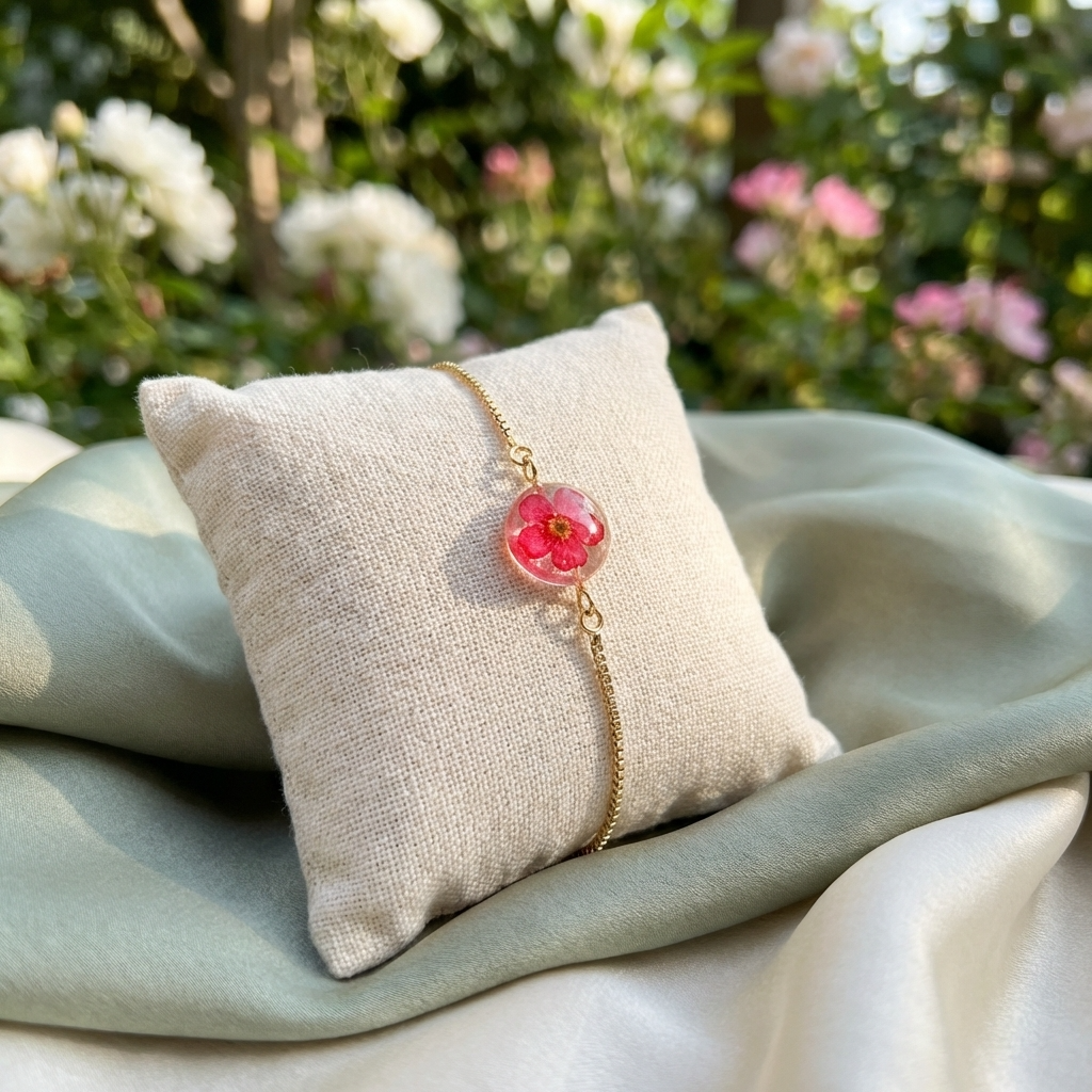 Red Spiraea Gold Plated Adjustable Bracelet | New Beginnings