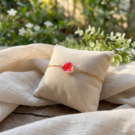Red Spiraea Gold Plated Adjustable Bracelet | New Beginnings