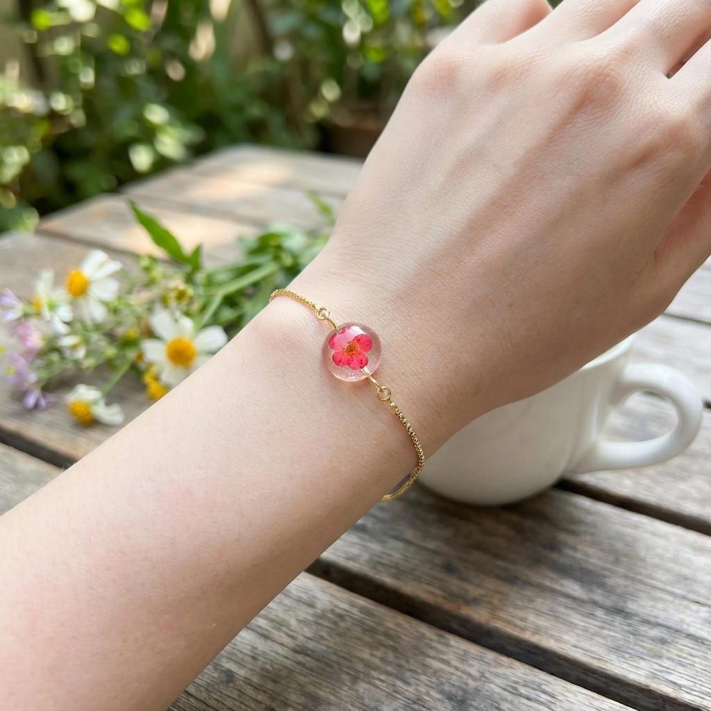 Red Spiraea Gold Plated Adjustable Bracelet | New Beginnings