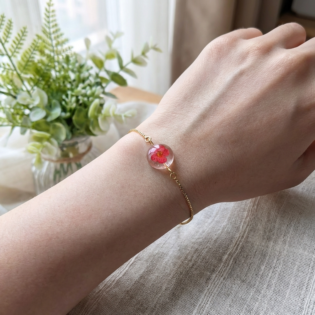 Red Spiraea Gold Plated Adjustable Bracelet | New Beginnings