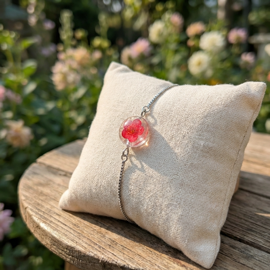 Red Spiraea Platinum Plated Adjustable Bracelet | New Beginnings