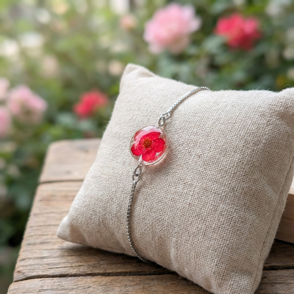 Red Spiraea Platinum Plated Adjustable Bracelet | New Beginnings