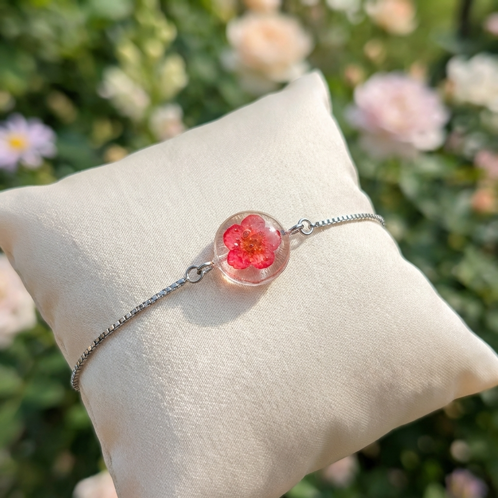 Red Spiraea Platinum Plated Adjustable Bracelet | New Beginnings