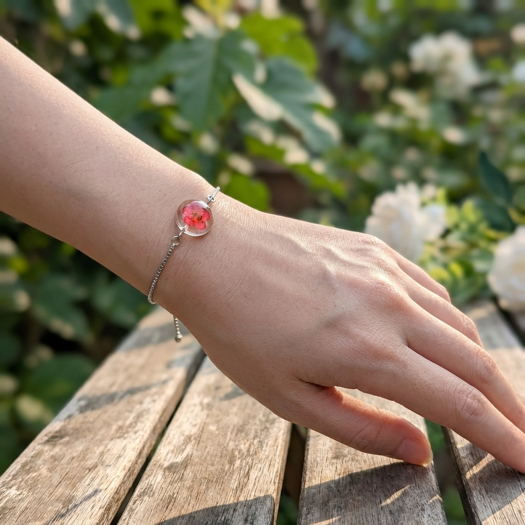 Red Spiraea Platinum Plated Adjustable Bracelet | New Beginnings