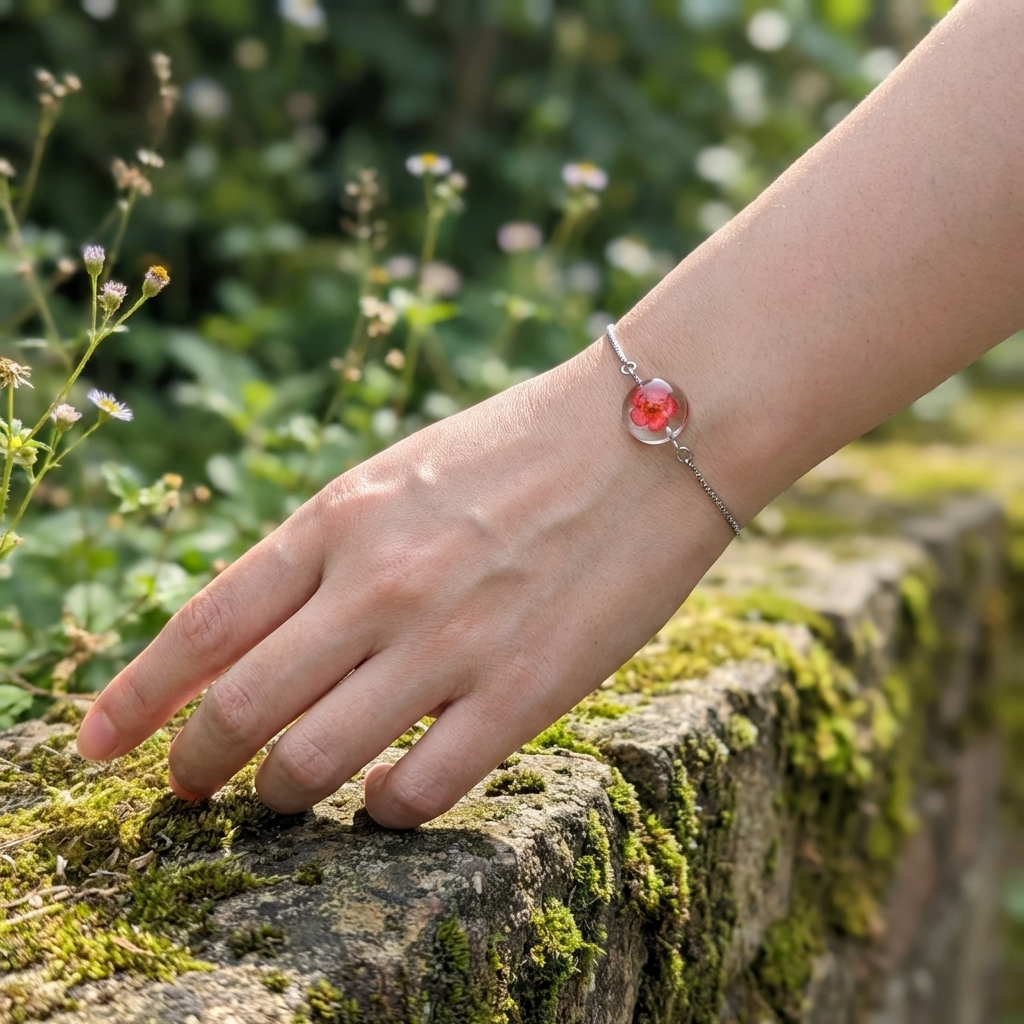 Red Spiraea Platinum Plated Adjustable Bracelet | New Beginnings
