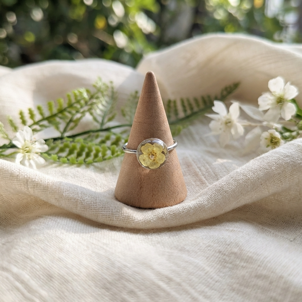 Yellow Spiraea Platinum Plated Adjustable Ring | Love