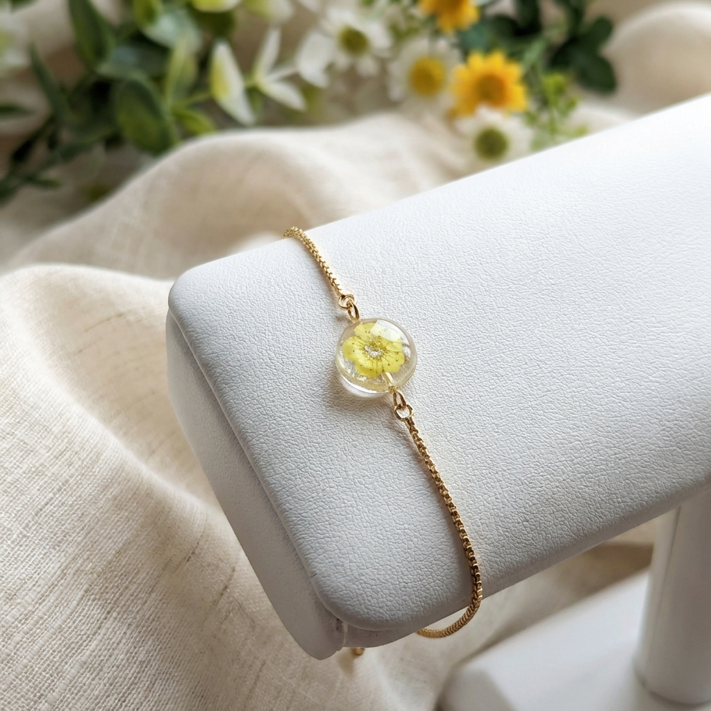 Yellow Spiraea Gold Plated Adjustable Bracelet | Love