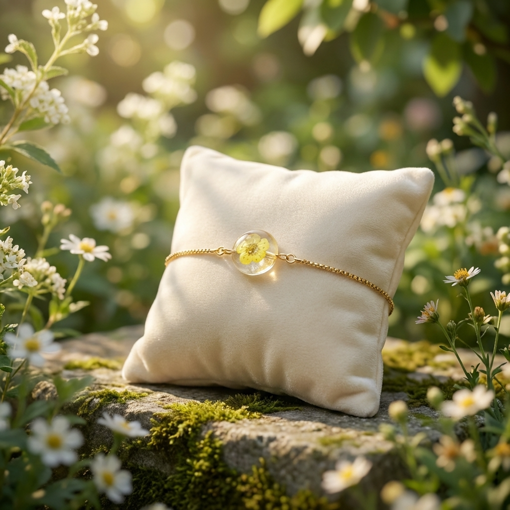 Yellow Spiraea Gold Plated Adjustable Bracelet | Love