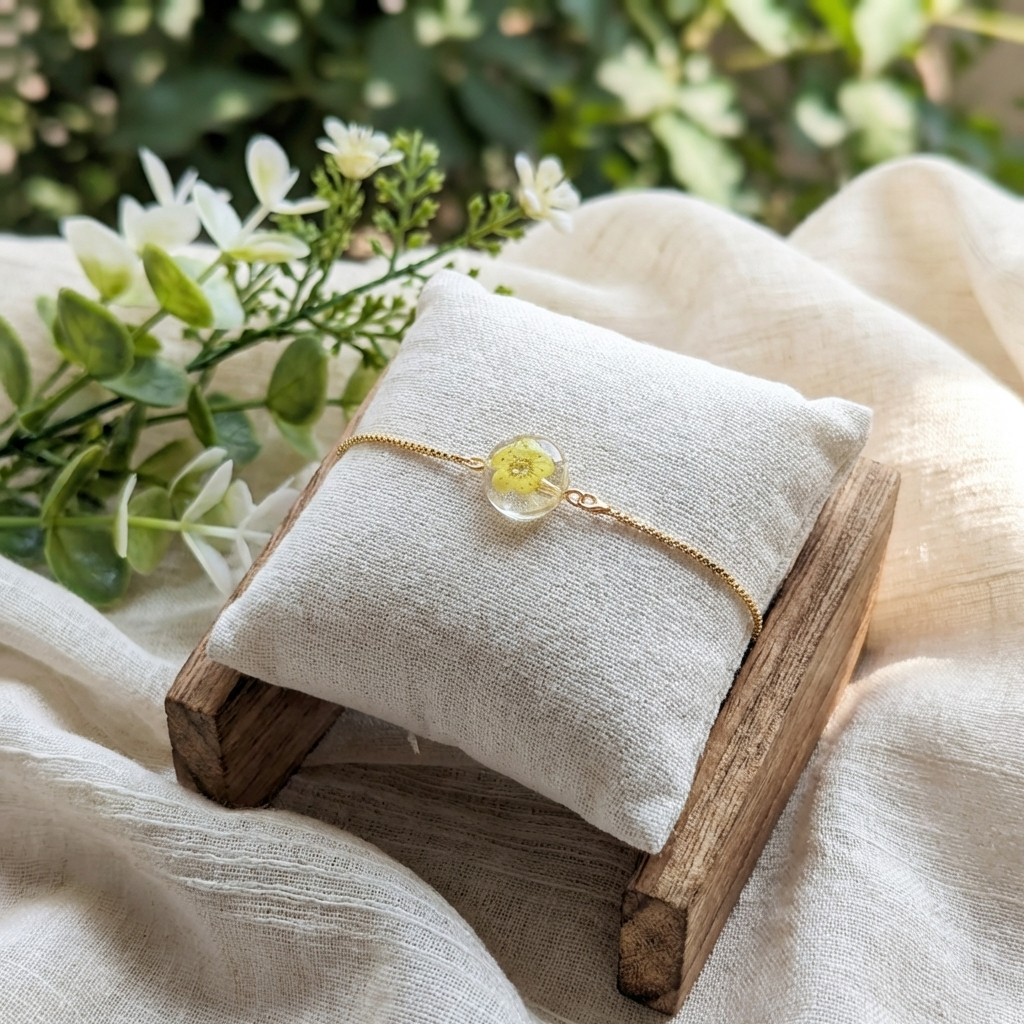 Yellow Spiraea Gold Plated Adjustable Bracelet | Love