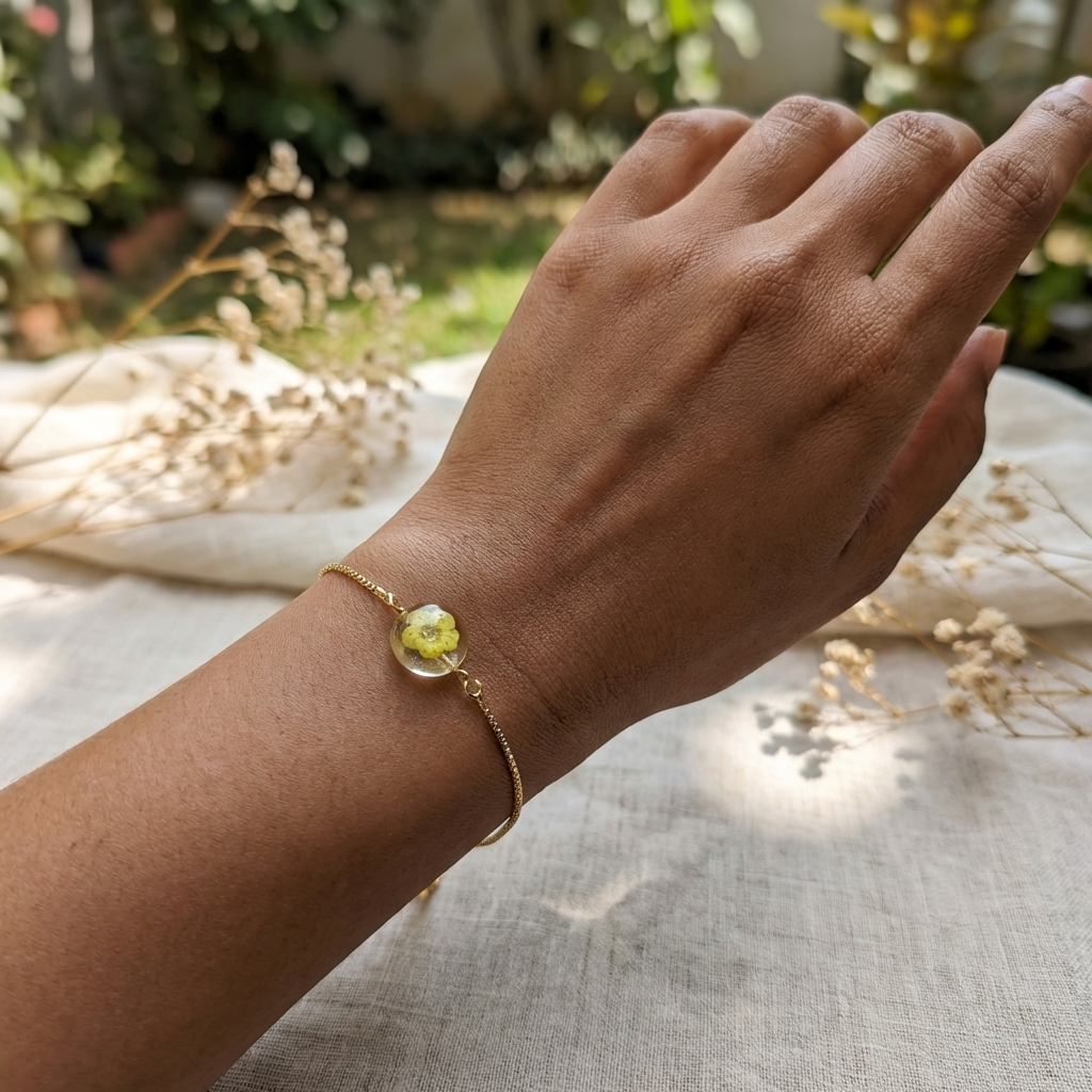 Yellow Spiraea Gold Plated Adjustable Bracelet | Love