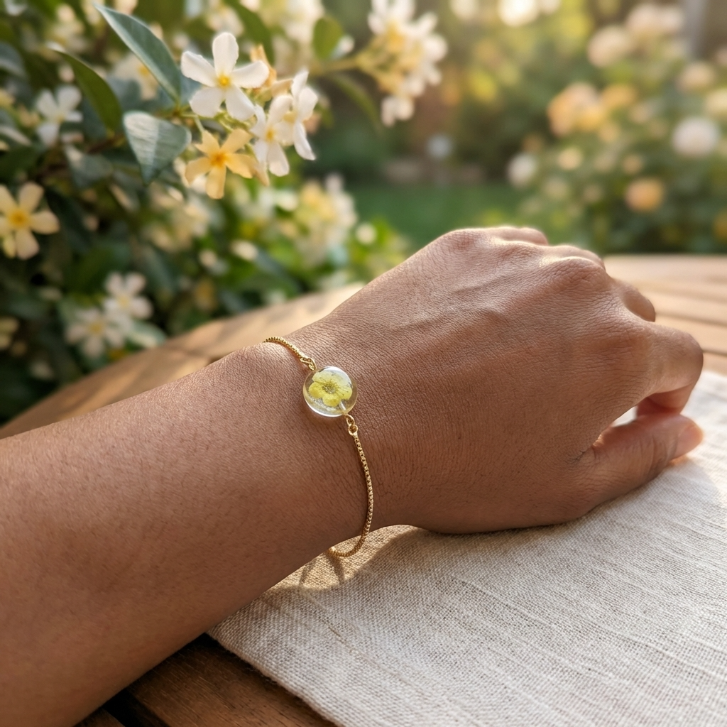 Yellow Spiraea Gold Plated Adjustable Bracelet | Love