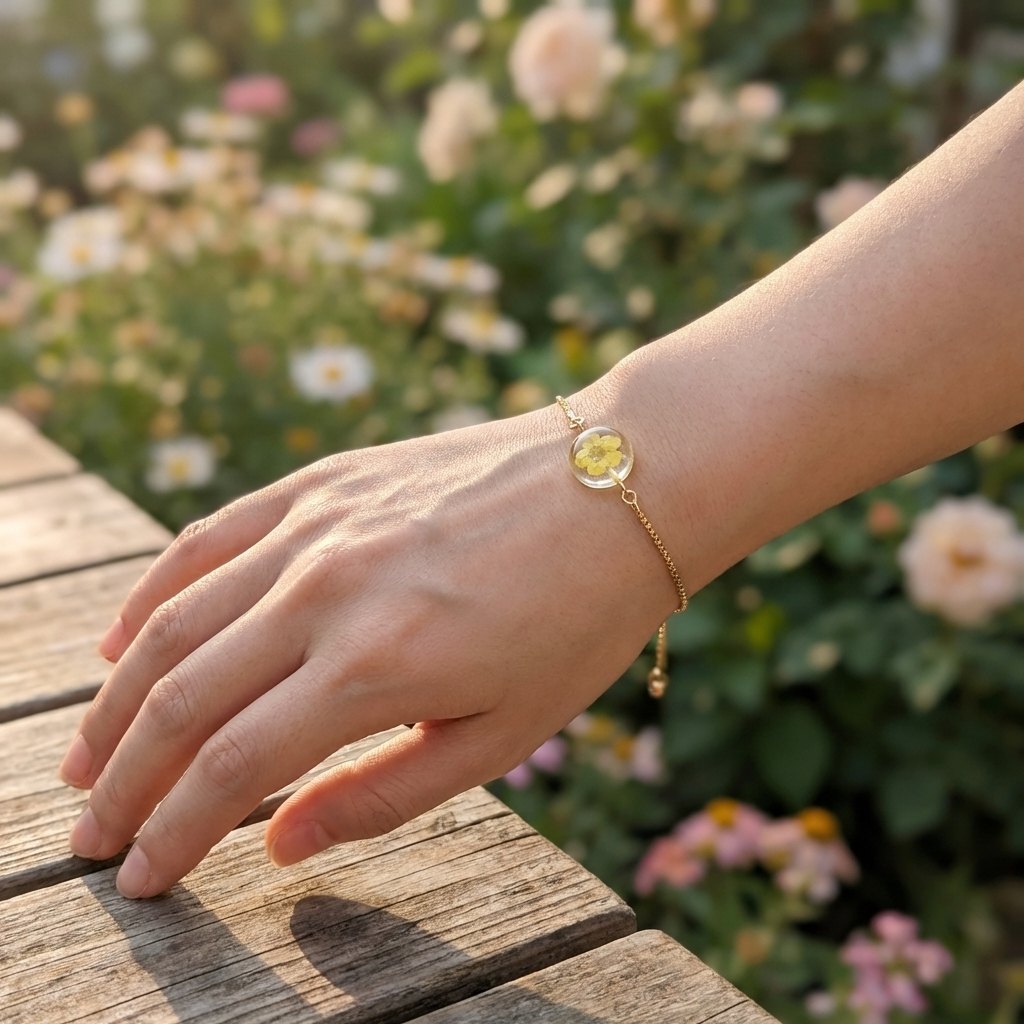 Yellow Spiraea Gold Plated Adjustable Bracelet | Love