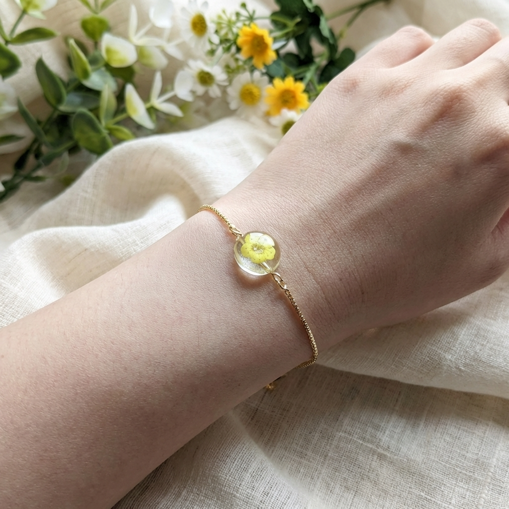 Yellow Spiraea Gold Plated Adjustable Bracelet | Love