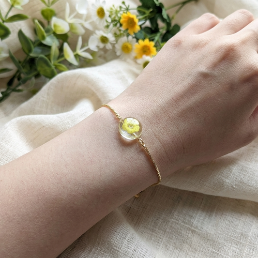 Yellow Spiraea Gold Plated Adjustable Bracelet | Love