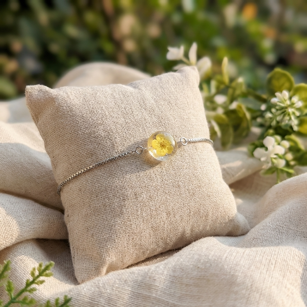 Yellow Spiraea Platinum Plated Adjustable Bracelet | Love
